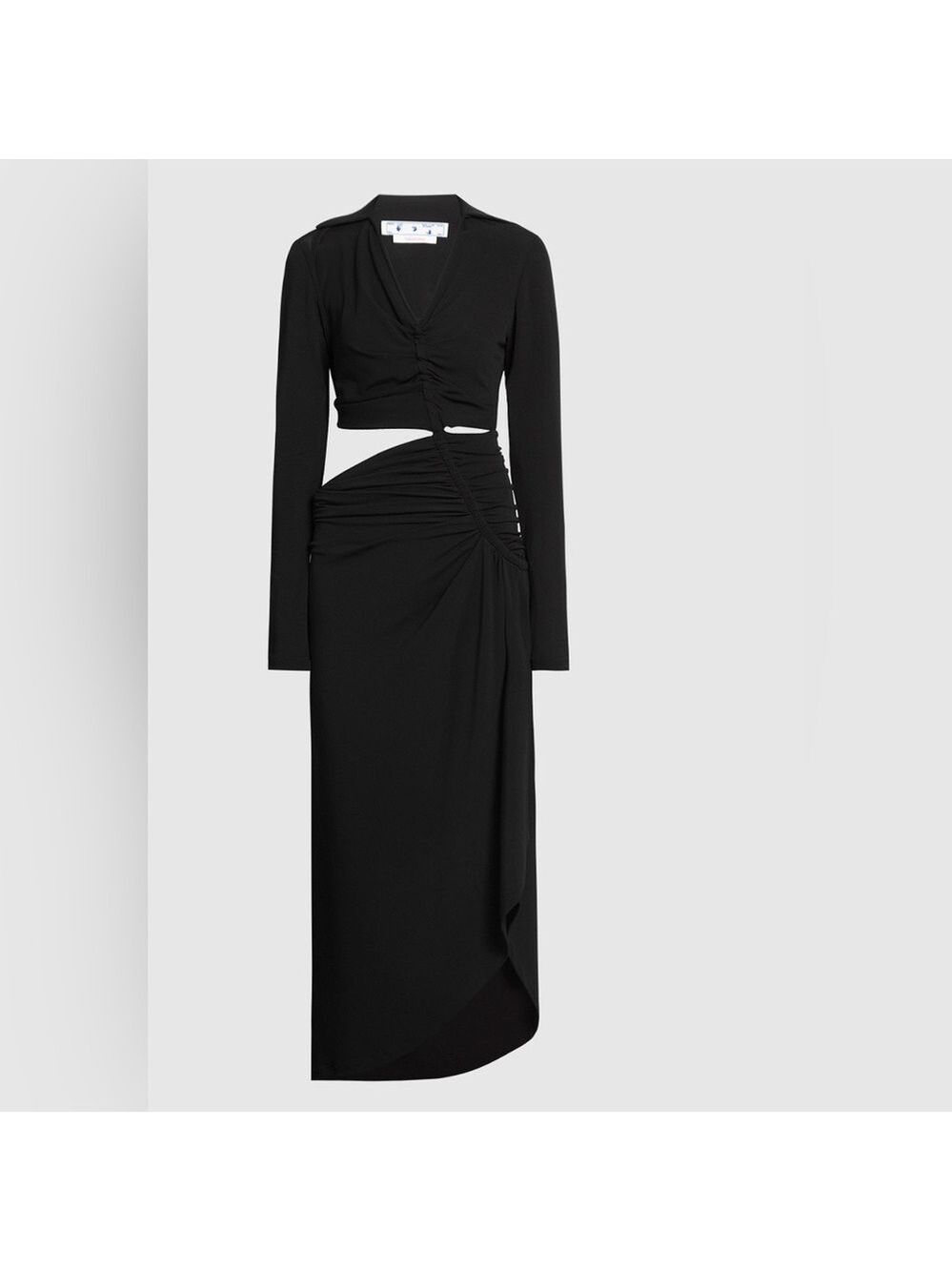 Off-White Asymmetrical Cut Out Draped Midi Dress in Black Size Large - Picture 3 of 16